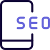 Seo on a cell phone isolated on a white background icon
