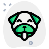 Happy smiling pug dog face with tongue-out emoji icon