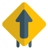 Straight forward up arrow signal as signpost icon