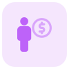 Earning money in dollar in money currency icon