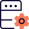 Server internal setting with cogwheel setting layout icon
