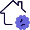 Home Infected with a Corona virus isolated on a white background icon