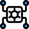 Microprocessor connected with multiple terminals isolated on a white background icon