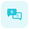 Question and answer session with speech bubble icon