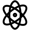 Science class with nucleus and atoms revolving around it icon