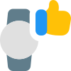 Positive feedback with thumbs up logotype layout icon