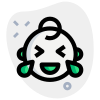 Laughing devil hardly with tears on face icon