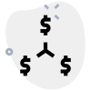 Dollar sign and finance in connection layout icon