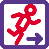 Exit to rescue from a natural calamity of fire icon