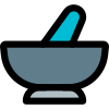 Mortar and pestle for crushing and grinding the medicines solid compounds icon