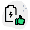 Battery life cycle with positive thumbs up feedback icon