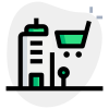 Retail outlet of a building with the shopping trolley Logotype icon