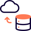 Complete database on cloud server online layout icon