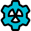 Plant management software with setting cogwheel logotype icon