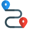 A and B route for the hotel location on the map icon