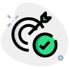 Arrow on its target concept of task accomplishment icon