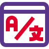 Landing page with a online translate facility icon
