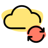 Reload and syncing loop arrows on a cloud server icon