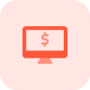 Internet banking and online purchase on desktop computer icon