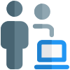 Multiple family members using laptop computer layout icon