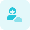 Businesswoman with premium membership of cloud drive icon