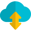 Uplink and Downlink from cloud server isolated on a white background icon