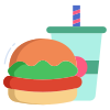 hambúrguer-de-feijão-recheado-externo-com-coca-pizza-e-hambúrguer-icongeek26-flat-icongeek26 icon