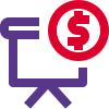 Finance and sales figure with dollar sign on slide screen icon