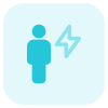 Employee with a flash layout isolated on a white background icon