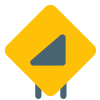 High terrains road signal on a hilly area icon