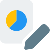 Edit and composed pie chart with pencil logotype icon
