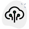 Cloud server connection to multiple nodes isolated on a white background icon