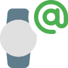 Reading email on smartwatch with at sign icon