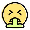 Sick, discomfort and vomiting emoji with eyes closed icon