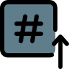 Social media hashtag with up arrow isolated on a white background icon