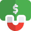 Attration for money concept - dollar with magnet icon