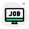 Searching for job seeking website on a desktop computer icon
