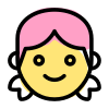 Little girl face pictorial representation with smile emoji icon