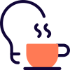 Fresh idea with bulb and coffee cup isolated on a white background icon