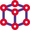 Framework design of cube 3D design shape at every vertices icon