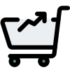 Market price hike with shopping cart logotype icon