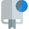 Pie chart graph with book isolated on a white background icon