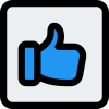 Thumbs up gesture in square, social media button. icon