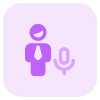 Audio played by businessman on a chat messenger icon