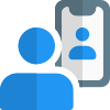 Business official call with client over a smartphone icon