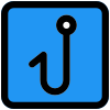 Fishing hook logotype as an indication for fishing point icon