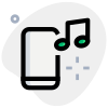 Cell phone music with note symbol layout icon