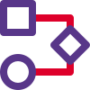 Computer algorithm with connected notes diagram icon