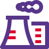 Thermal power plant with smoke coming out of cooling tower icon