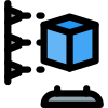 3D printing process on a horizontal machine of a cubic shape icon